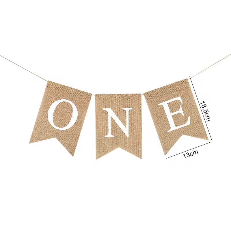 Baba első születésnapi szék banner Zsákvászon ONE Garland Fiú Lány Egyéves Születésnapi Party dekoráció Kedvezmények Fotó Kellékek Kellékek