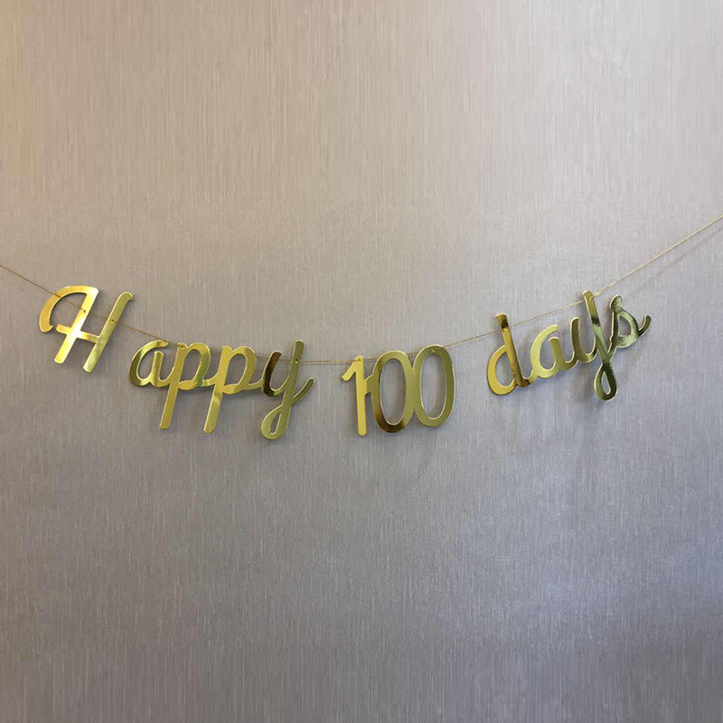 Levél HAPPY 30 100 NAP Születésnap Babazuhany buli kellékek Karton zászló Függő Zászló Öltöztető Háttér fali dekoráció