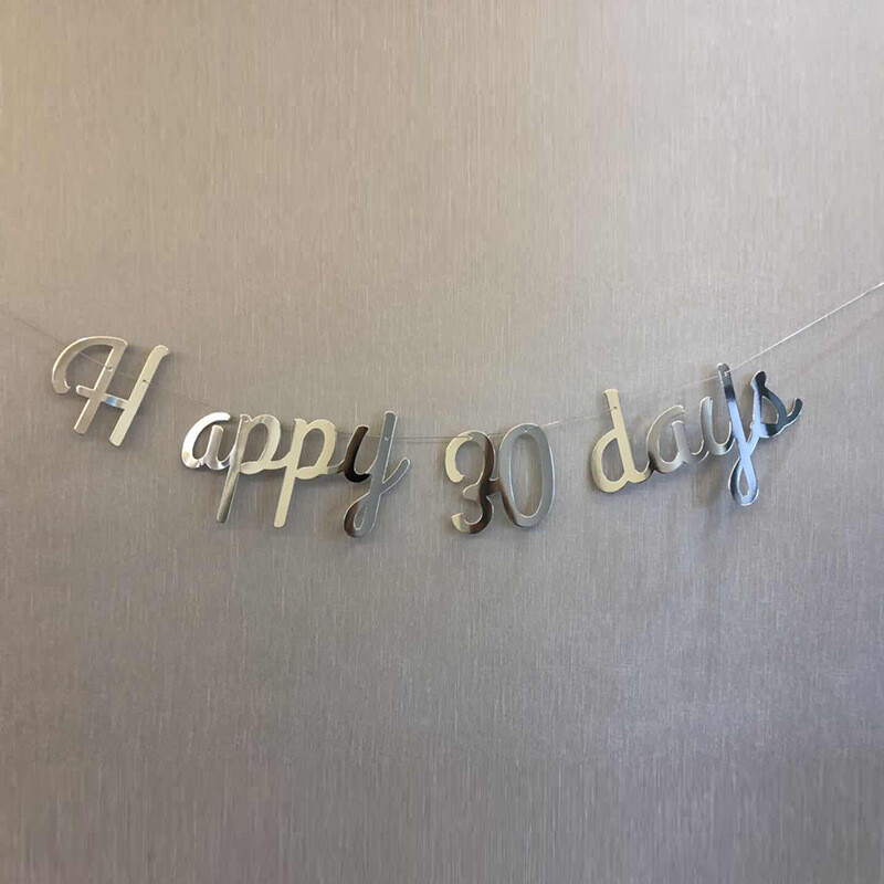 Levél HAPPY 30 100 NAP Születésnap Babazuhany buli kellékek Karton zászló Függő Zászló Öltöztető Háttér fali dekoráció