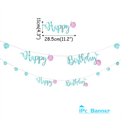 Mermaid téma Boldog születésnapot zászló Kis sellő parti dekoráció lányoknak Under the Sea Party dekoráció baba zuhany kellékek