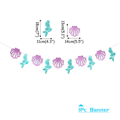 Mermaid téma Boldog születésnapot zászló Kis sellő parti dekoráció lányoknak Under the Sea Party dekoráció baba zuhany kellékek