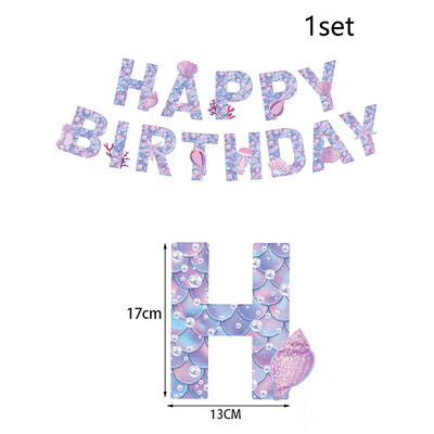 Mermaid téma Boldog születésnapot zászló Kis sellő parti dekoráció lányoknak Under the Sea Party dekoráció baba zuhany kellékek