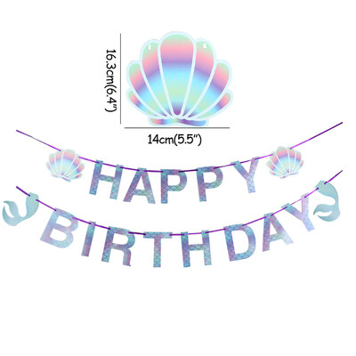 Mermaid téma Boldog születésnapot zászló Kis sellő parti dekoráció lányoknak Under the Sea Party dekoráció baba zuhany kellékek