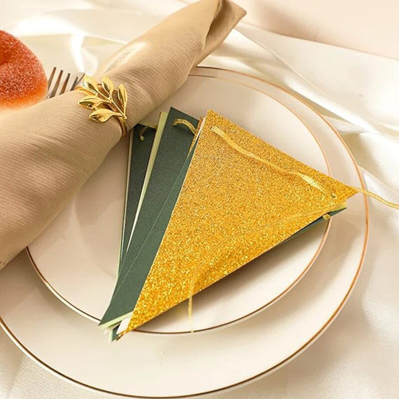 Zsálya zöld arany fehér papír zászlós parti dekoráció háromszög zászlós sármány dzsungel szafari Wild Woodland születésnapi parti dekorációhoz