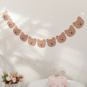 1db Szép retro medvezászló dekorációs transzparens