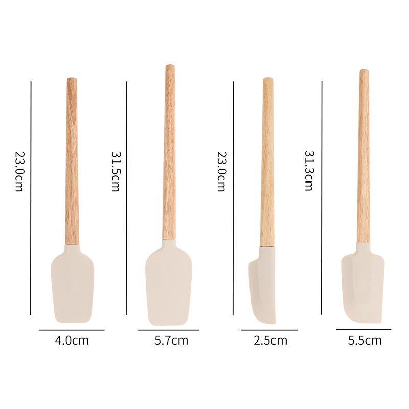 2db/szett fehér szilikon krémes spatula tapadásmentes tészta keverők fa nyelű csokoládé vajas sütőkaparó konyhai sütemény keverő
