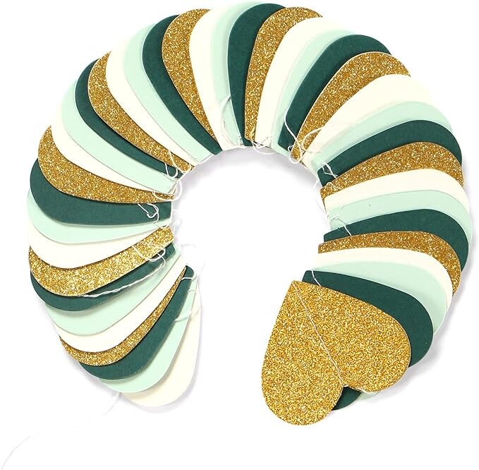 Ghirlande de flori aurii, verzi și albe de 8 metri, bannere decorative suspendate pentru nuntă, decorațiuni pentru petrecerea de logodnă de naștere