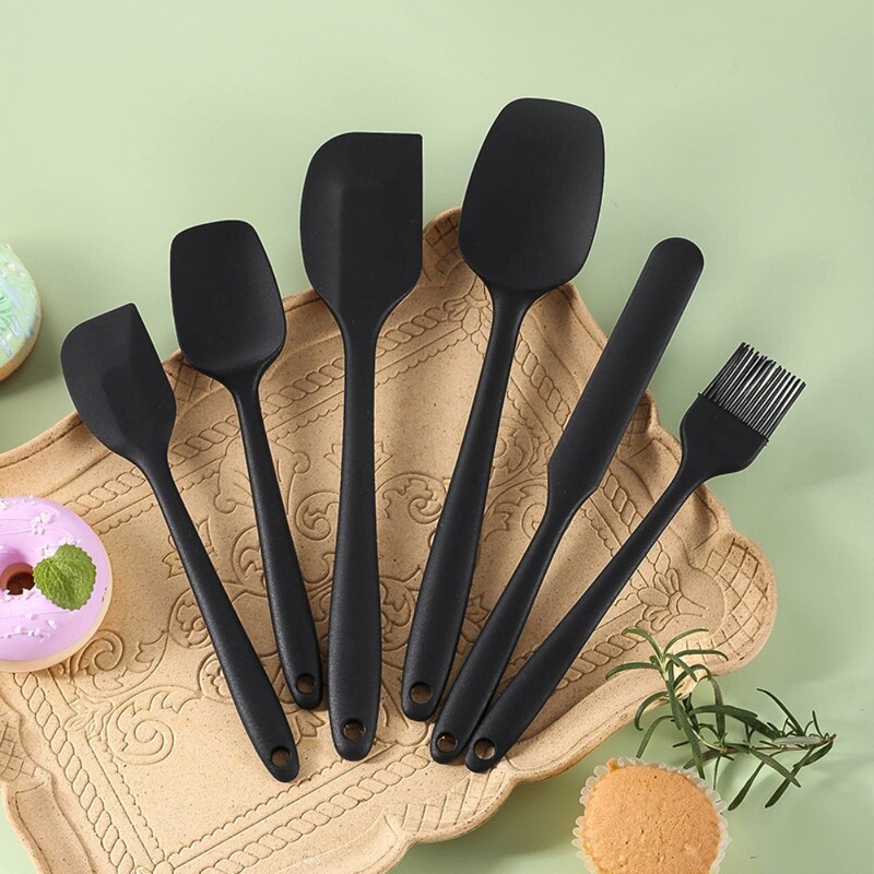 Set de 6 spatule din silicon, dintr-o singură bucată, antiaderente, rezistente la căldură până la 600°F Ustensile de bucătărie Racletă din silicon Gătit Coacere