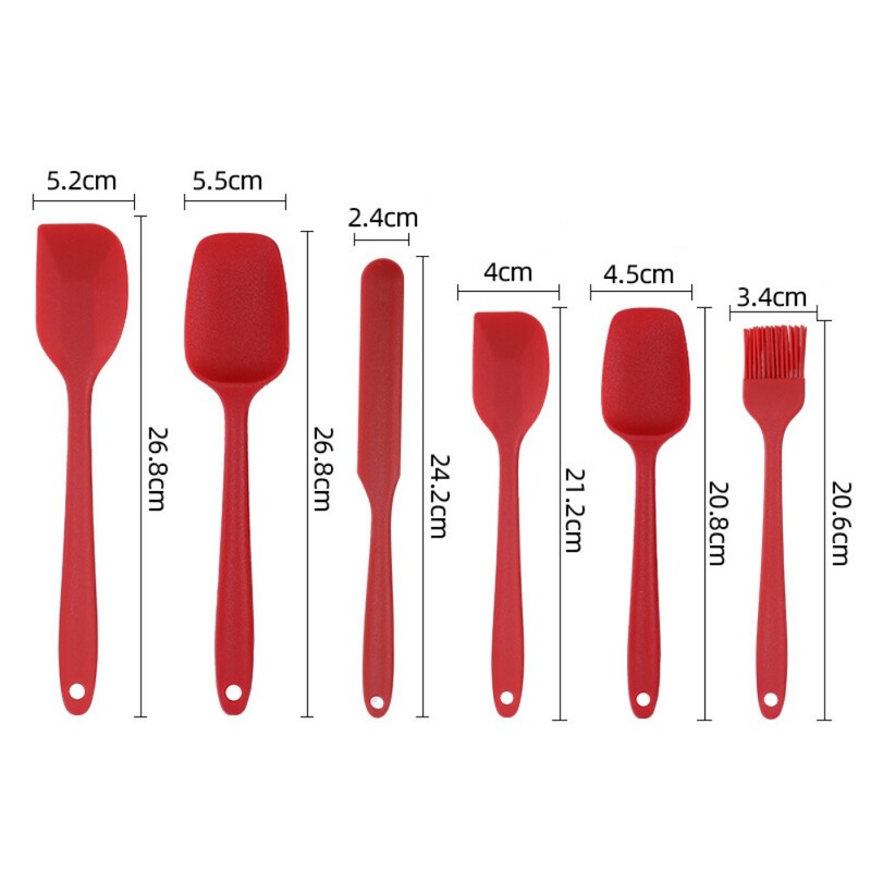 Set de 6 spatule din silicon, dintr-o singură bucată, antiaderente, rezistente la căldură până la 600°F Ustensile de bucătărie Racletă din silicon Gătit Coacere