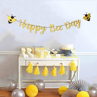 Happy Bee Day Banner a Honey Bee születésnapi babaváróhoz