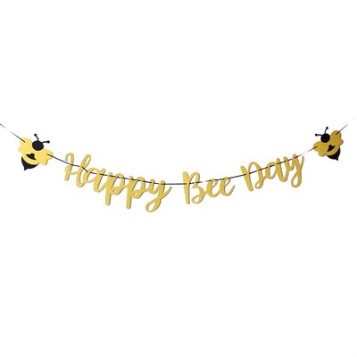 Happy Bee Day Banner a Honey Bee születésnapi babaváróhoz