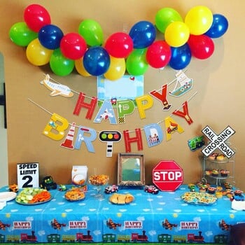 Самолет Автомобил Транспорт Банер за рожден ден Картичка за торта Creative Car Plane Birthday Cake Decor Party Banner Decor Kids Boy Baby Shower