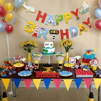 Самолет Автомобил Транспорт Банер за рожден ден Картичка за торта Creative Car Plane Birthday Cake Decor Party Banner Decor Kids Boy Baby Shower