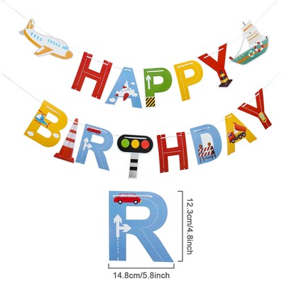 Μεταφορά με αεροπλάνο Κάρτα γενεθλίων πανό για τούρτα με αεροπλάνο Διακοσμητικό πάρτι για τούρτα με αεροπλάνο Διακόσμηση πανό για παιδιά Boy Baby shower