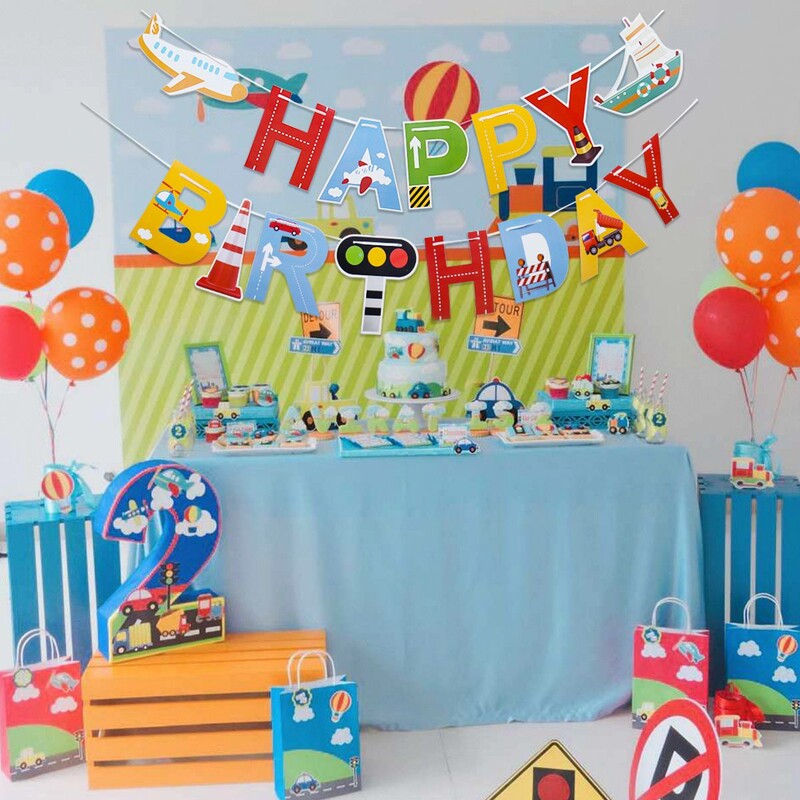 Μεταφορά με αεροπλάνο Κάρτα γενεθλίων πανό για τούρτα με αεροπλάνο Διακοσμητικό πάρτι για τούρτα με αεροπλάνο Διακόσμηση πανό για παιδιά Boy Baby shower