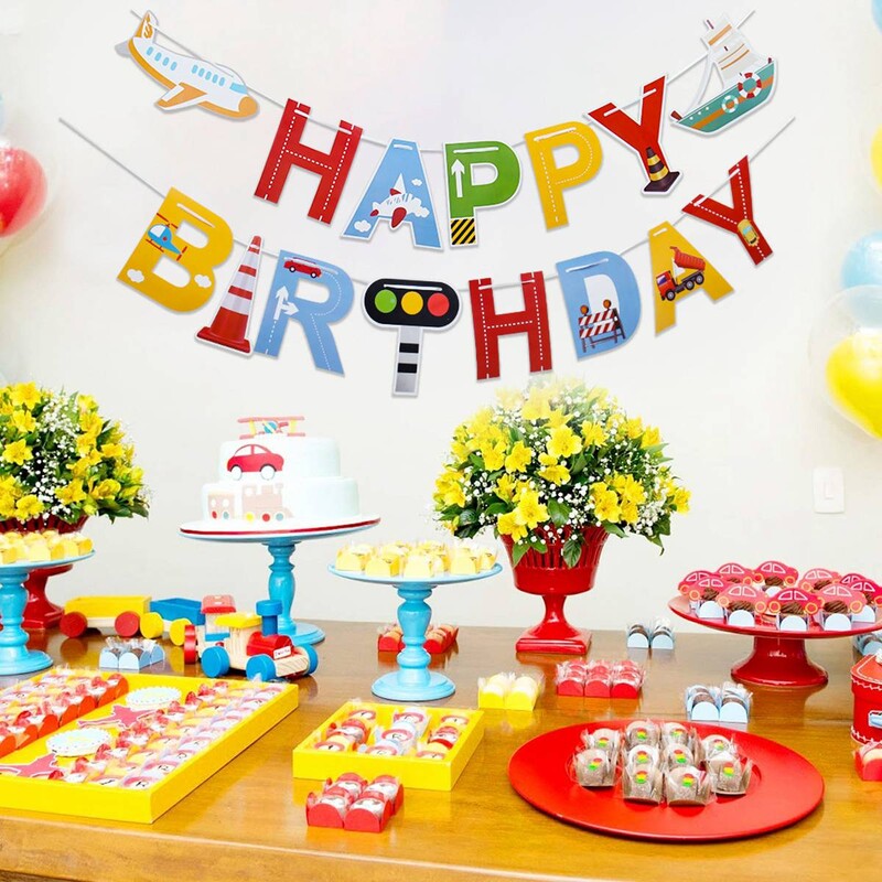 Μεταφορά με αεροπλάνο Κάρτα γενεθλίων πανό για τούρτα με αεροπλάνο Διακοσμητικό πάρτι για τούρτα με αεροπλάνο Διακόσμηση πανό για παιδιά Boy Baby shower