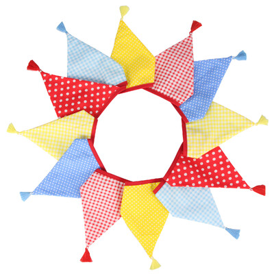 3,2 M Vintage virágos szövet sármány 12 zászlós zászló bojttal Esküvői party dekorációs szalaghirdetés otthoni babaváró karneváli füzér