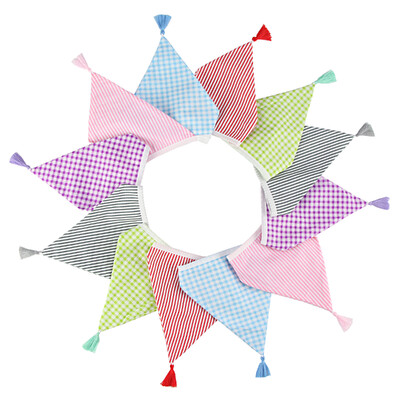 3,2 M Vintage virágos szövet sármány 12 zászlós zászló bojttal Esküvői party dekorációs szalaghirdetés otthoni babaváró karneváli füzér