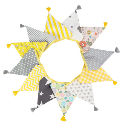 3,2 M Vintage virágos szövet sármány 12 zászlós zászló bojttal Esküvői party dekorációs szalaghirdetés otthoni babaváró karneváli füzér