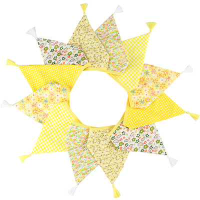 3,2 M Vintage virágos szövet sármány 12 zászlós zászló bojttal Esküvői party dekorációs szalaghirdetés otthoni babaváró karneváli füzér