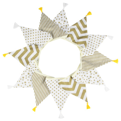 3,2 M Vintage virágos szövet sármány 12 zászlós zászló bojttal Esküvői party dekorációs szalaghirdetés otthoni babaváró karneváli füzér