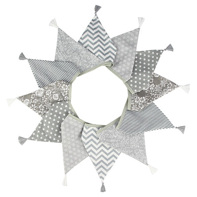 3,2 M Vintage virágos szövet sármány 12 zászlós zászló bojttal Esküvői party dekorációs szalaghirdetés otthoni babaváró karneváli füzér