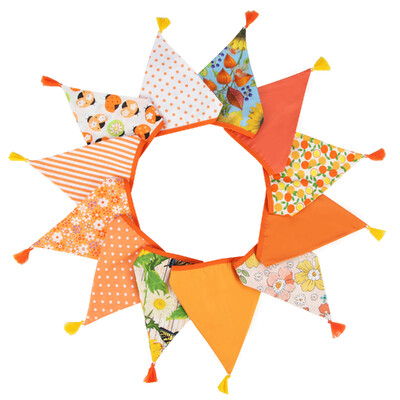 3,2 M Vintage virágos szövet sármány 12 zászlós zászló bojttal Esküvői party dekorációs szalaghirdetés otthoni babaváró karneváli füzér