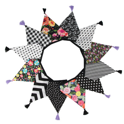 3,2 M Vintage virágos szövet sármány 12 zászlós zászló bojttal Esküvői party dekorációs szalaghirdetés otthoni babaváró karneváli füzér