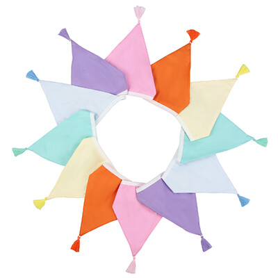 3,2 M Vintage virágos szövet sármány 12 zászlós zászló bojttal Esküvői party dekorációs szalaghirdetés otthoni babaváró karneváli füzér