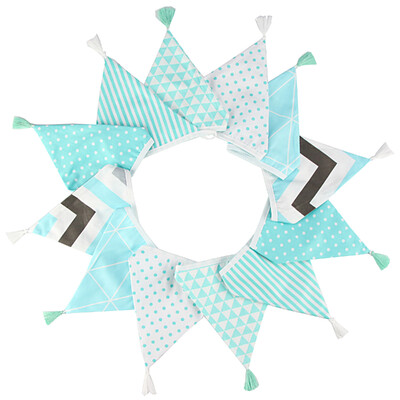 3,2 M Vintage virágos szövet sármány 12 zászlós zászló bojttal Esküvői party dekorációs szalaghirdetés otthoni babaváró karneváli füzér