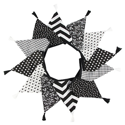 3,2 M Vintage virágos szövet sármány 12 zászlós zászló bojttal Esküvői party dekorációs szalaghirdetés otthoni babaváró karneváli füzér