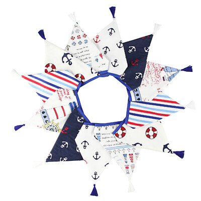 3,2 M Vintage virágos szövet sármány 12 zászlós zászló bojttal Esküvői party dekorációs szalaghirdetés otthoni babaváró karneváli füzér