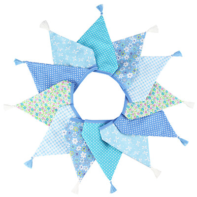 3,2 M Vintage virágos szövet sármány 12 zászlós zászló bojttal Esküvői party dekorációs szalaghirdetés otthoni babaváró karneváli füzér