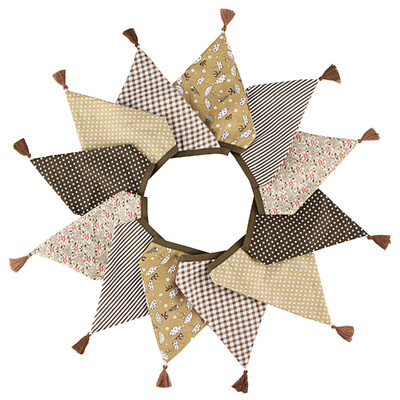 3,2 M Vintage virágos szövet sármány 12 zászlós zászló bojttal Esküvői party dekorációs szalaghirdetés otthoni babaváró karneváli füzér