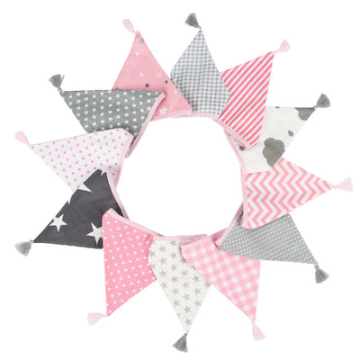 3,2 M Vintage virágos szövet sármány 12 zászlós zászló bojttal Esküvői party dekorációs szalaghirdetés otthoni babaváró karneváli füzér