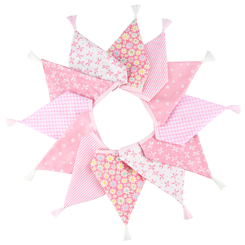 3,2 M Vintage virágos szövet sármány 12 zászlós zászló bojttal Esküvői party dekorációs szalaghirdetés otthoni babaváró karneváli füzér