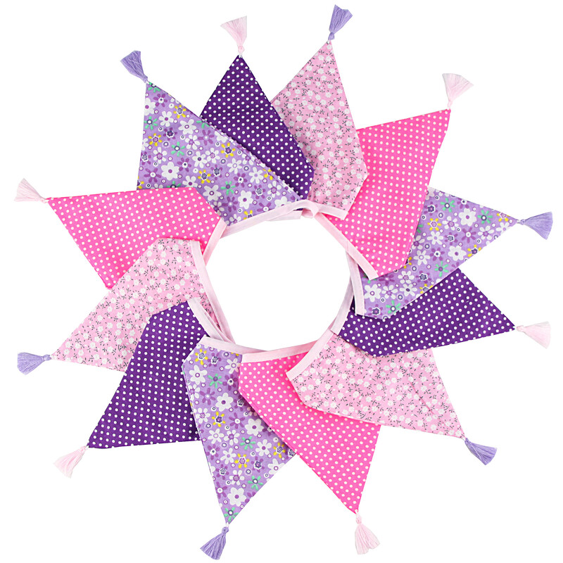 3,2 M Vintage virágos szövet sármány 12 zászlós zászló bojttal Esküvői party dekorációs szalaghirdetés otthoni babaváró karneváli füzér