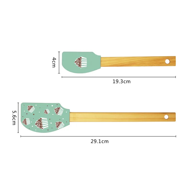 2db/szett Nyomtatott mintás szilikon krémspatula tapadásmentes konyhai csokoládé tészta turmixgép vajas sütemény étel sütés kaparós keverő