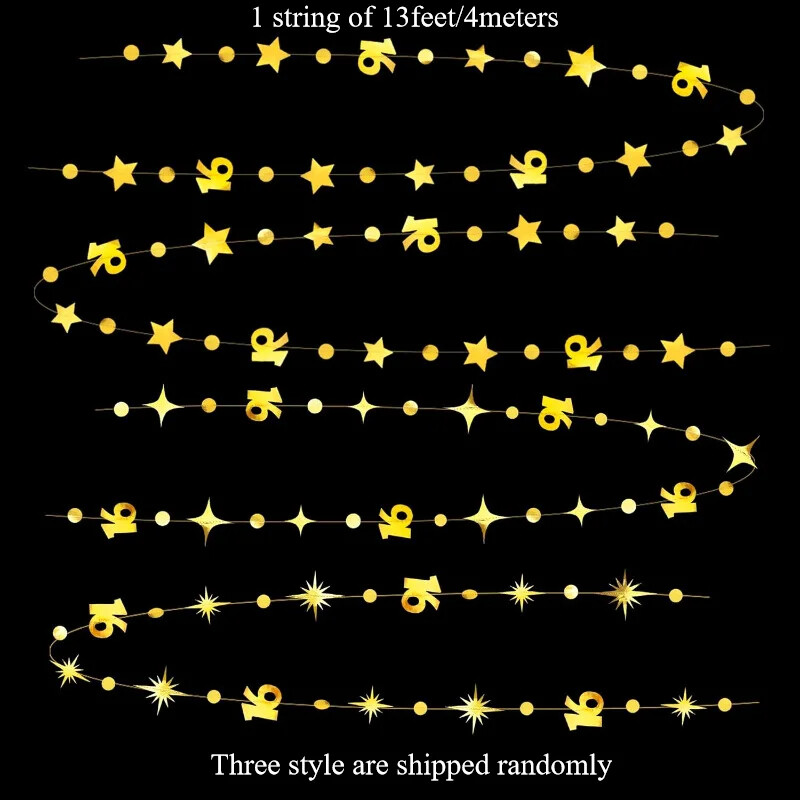 Arany szám 16 körpöttyös Twinkle Star Garland Banner Háttérdíszek lányoknak Fiúknak 16. születésnapi évfordulós parti