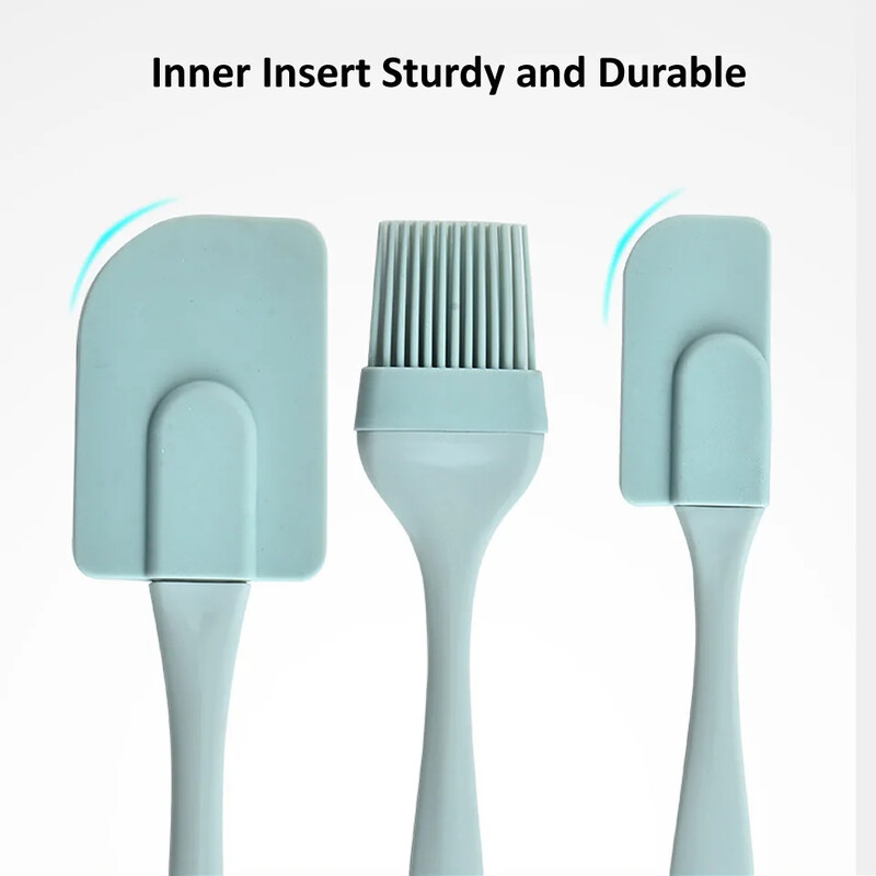 3 db tapadásmentes szilikon krémkaparó kenyér torta vajas spatula keverő olajkefe PP nyelű tortalapátos konyhai sütőeszköz