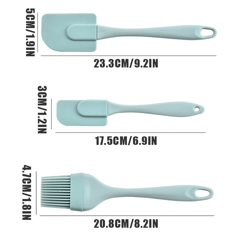 3 db tapadásmentes szilikon krémkaparó kenyér torta vajas spatula keverő olajkefe PP nyelű tortalapátos konyhai sütőeszköz