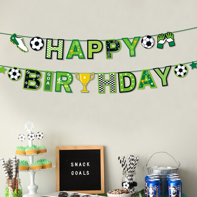 1db Football Foci születésnapi parti dekoráció zászlóhúzó Foci Boldog születésnapot Papír szalagos parti kellékek