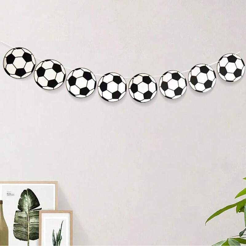 1db Football Foci születésnapi parti dekoráció zászlóhúzó Foci Boldog születésnapot Papír szalagos parti kellékek