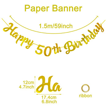 Χαρτί 30th 40th 50th 60th Happy Birthday Party Banner Άνδρας Γυναίκα 30 40 50 60 Χρόνια Γιρλάντα Προμήθειες