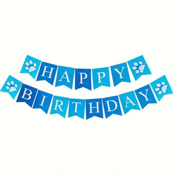 Dog Paw Print Garland Puppy Happy Birthday Banner for Baby Boy Girl 1st Birthday Baby Shower Pet Theme Party Decoration