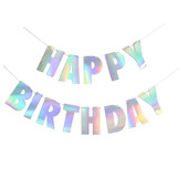 Ολογραφικό ιριδίζον μονόκερος με θέμα Χρόνια πολλά Πανό Κρεμαστές γιρλάντες με κορδόνι για παιδιά Διακοσμήσεις γενεθλίων ενηλίκων