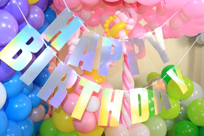 Ολογραφικό ιριδίζον μονόκερος με θέμα Χρόνια πολλά Πανό Κρεμαστές γιρλάντες με κορδόνι για παιδιά Διακοσμήσεις γενεθλίων ενηλίκων