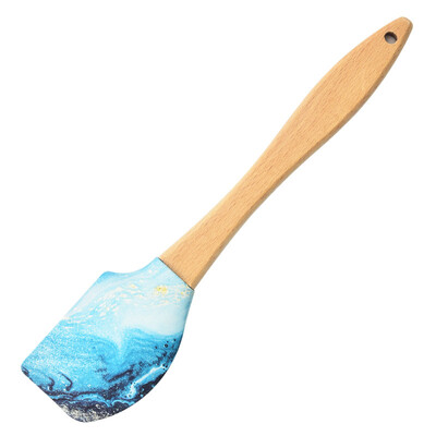 Spatulă de patiserie din silicon moale pentru prăjituri cu mâner din lemn Racletă pentru copt cremă antiaderentă unt aluat instrumente de amestecare blendere de bucătărie