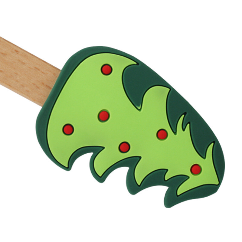 Ziemassvētku eglītes krēmveida konditorejas izstrādājumu blenderis silikona kūku mikseris lāpstiņa koka rokturis Ziemassvētku vecītis sniegavīrs sviesta skrāpis virtuves sīkrīki