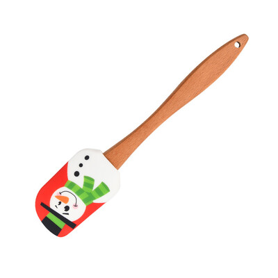 Spatulă pentru cremă de silicon de Crăciun Mâner din lemn Mixer pentru prăjituri cu fondant Răzuitoare Plăcinte antiaderente Blendere cu făină și produse de patiserie Gadget de bucătărie